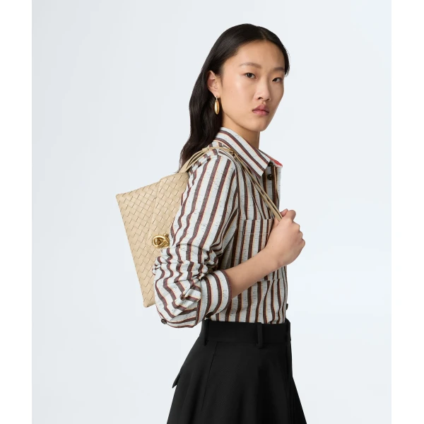 Khaite Women's Knot Lock in Ecru - Beige Clutch Bags - The Lotus Tote Bag - Shop at Luxury Shoes 