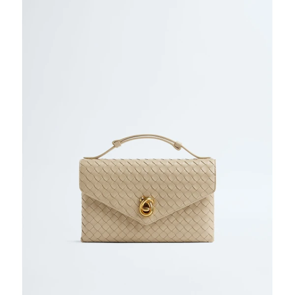 Khaite Women's Knot Lock in Ecru - Beige Clutch Bags - The Lotus Tote Bag - Shop at Luxury Shoes 