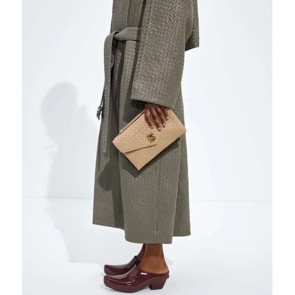 Khaite Women's Knot Lock in Shore - Beige Clutch Bags - The Lotus Tote Bag - Shop at Luxury Shoes 