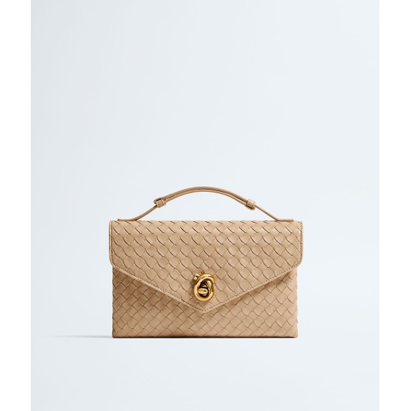 Khaite Women's Knot Lock in Shore - Beige Clutch Bags - The Lotus Tote Bag - Shop at Luxury Shoes 