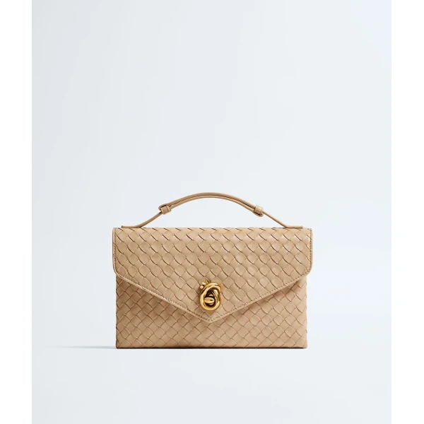 Khaite Women's Knot Lock in Shore - Beige Clutch Bags - The Lotus Tote Bag - Shop at Luxury Shoes 