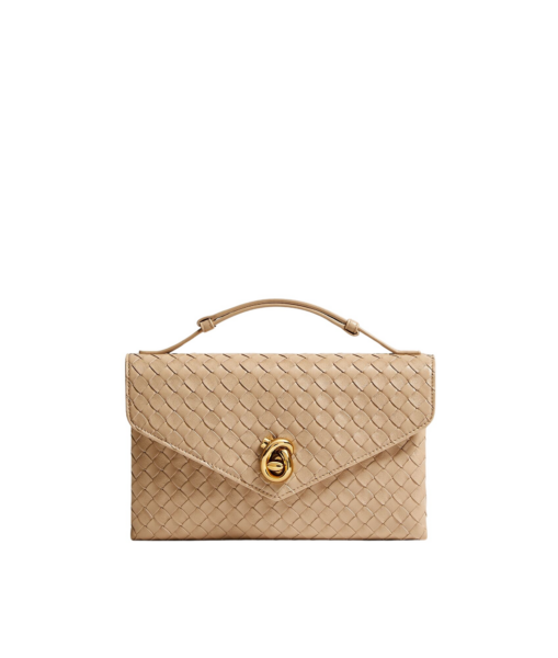 Khaite Women's Knot Lock in Shore - Beige Clutch Bags - The Lotus Tote Bag - Shop at Luxury Shoes 