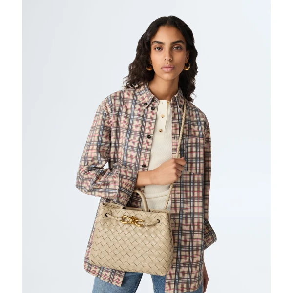 Khaite Women's Small Andiamo in Ecru - Beige Totes & Top-Handle Bags - The Lotus Tote Bag - Shop at Luxury Shoes 