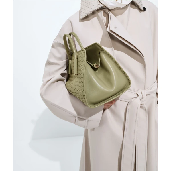 Khaite Women's Small Barbara Tote in Travertine - Beige Totes & Top-Handle Bags - The Lotus Tote Bag - Shop at Luxury Shoes 