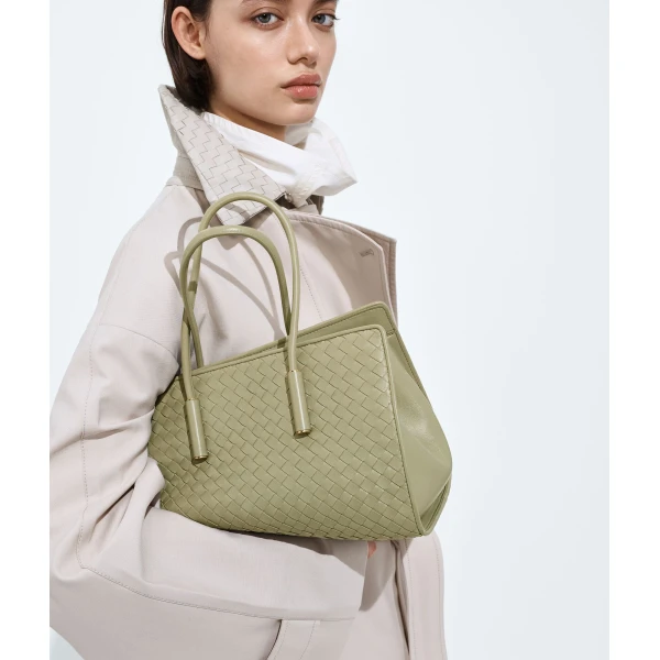 Khaite Women's Small Barbara Tote in Travertine - Beige Totes & Top-Handle Bags - The Lotus Tote Bag - Shop at Luxury Shoes 