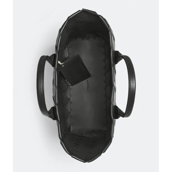 Khaite Maxi Intreccio Tote in Black - Black Totes & Top-Handle Bags - The Lotus Tote Bag - Shop at Luxury Shoes 