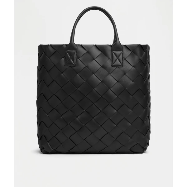 Khaite Maxi Intreccio Tote in Black - Black Totes & Top-Handle Bags - The Lotus Tote Bag - Shop at Luxury Shoes 