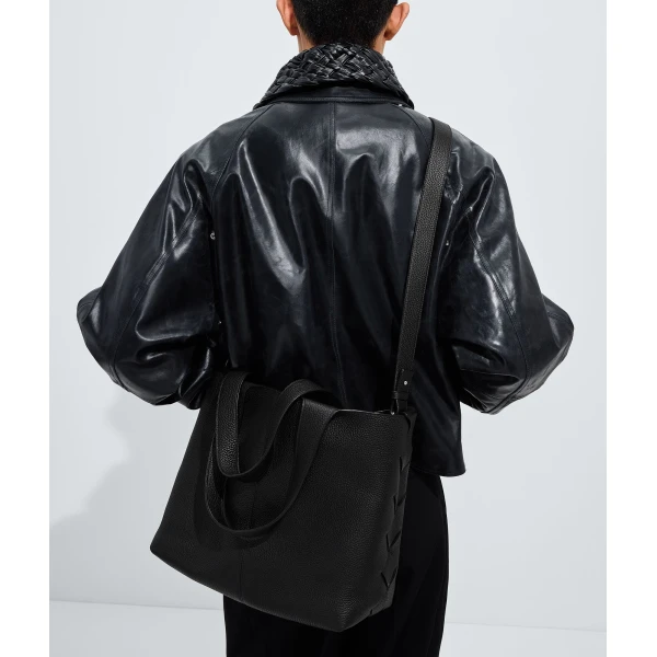 Khaite Men's Diago Tote in Black - Black Totes & Top-Handle Bags - The Lotus Tote Bag - Shop at Luxury Shoes 