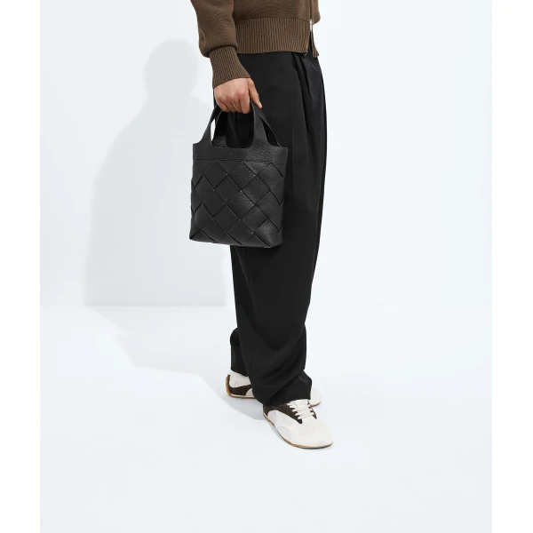Khaite Men's Small Diago Tote in Black - Black Totes & Top-Handle Bags - The Lotus Tote Bag - Shop at Luxury Shoes 