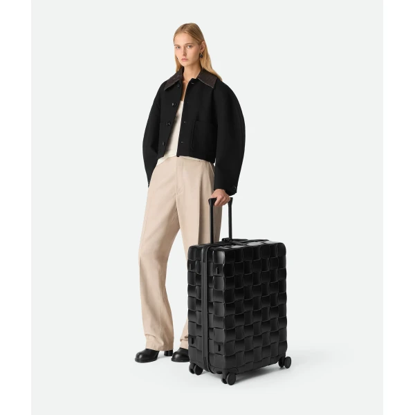Khaite Odissey Check-In Suitcase in Black - Black  - The Lotus Tote Bag - Shop at Luxury Shoes 