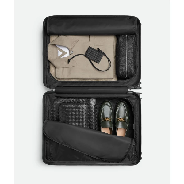 Khaite Odissey Check-In Suitcase in Black - Black  - The Lotus Tote Bag - Shop at Luxury Shoes 