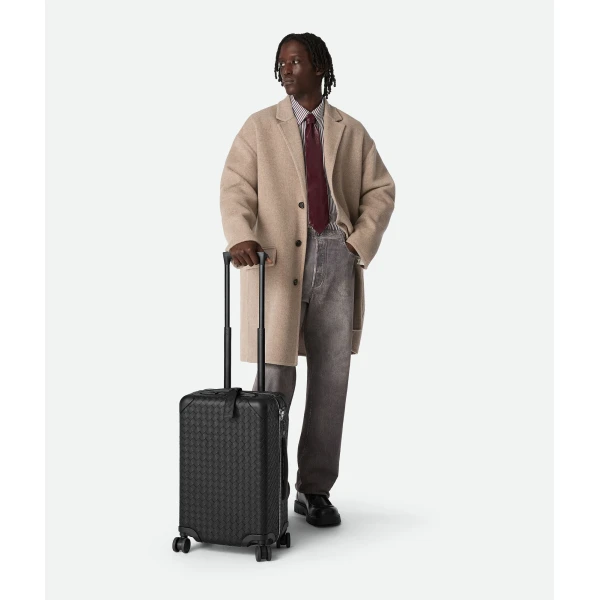 Khaite Odyssey Intrecciato Cabin Suitcase in Black - Black  - The Lotus Tote Bag - Shop at Luxury Shoes 