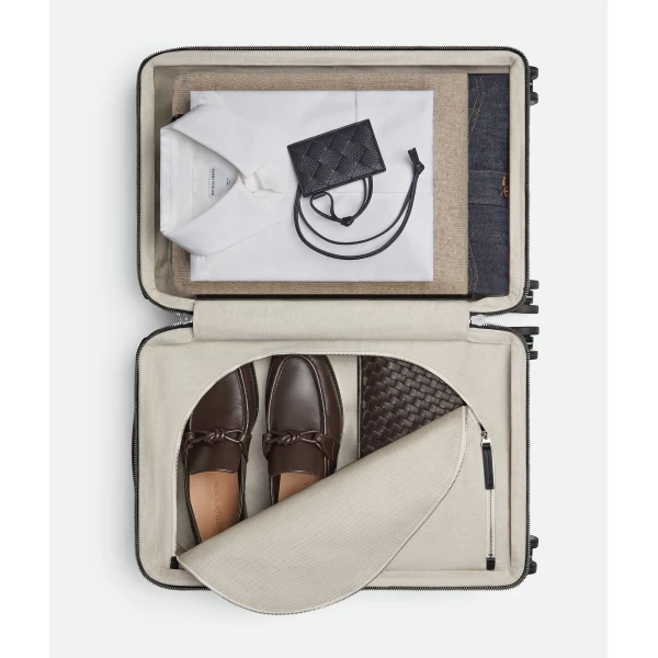 Khaite Odyssey Intrecciato Cabin Suitcase in Black - Black  - The Lotus Tote Bag - Shop at Luxury Shoes 