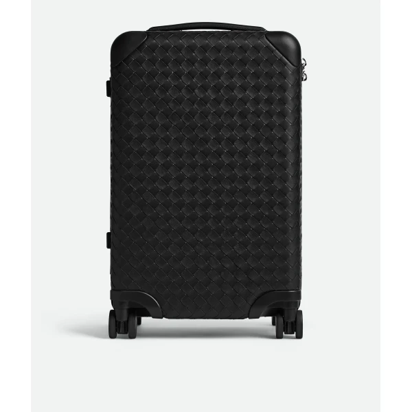 Khaite Odyssey Intrecciato Cabin Suitcase in Black - Black  - The Lotus Tote Bag - Shop at Luxury Shoes 