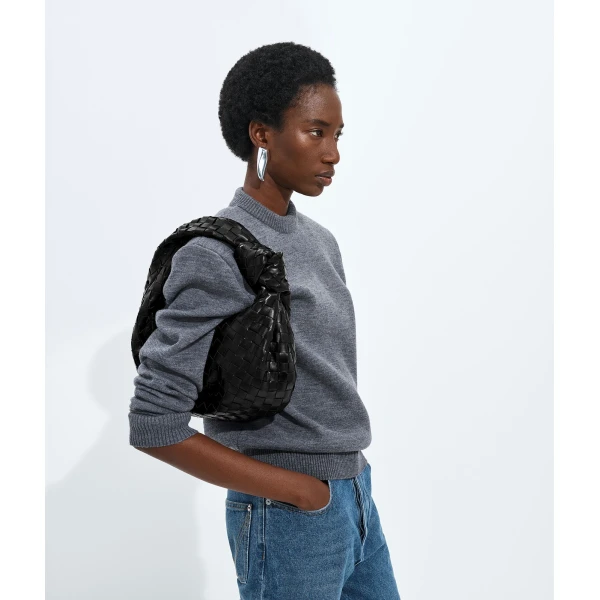 Khaite Small Jodie in Black - Black Shoulder & Crossbody Bags - The Lotus Tote Bag - Shop at Luxury Shoes 