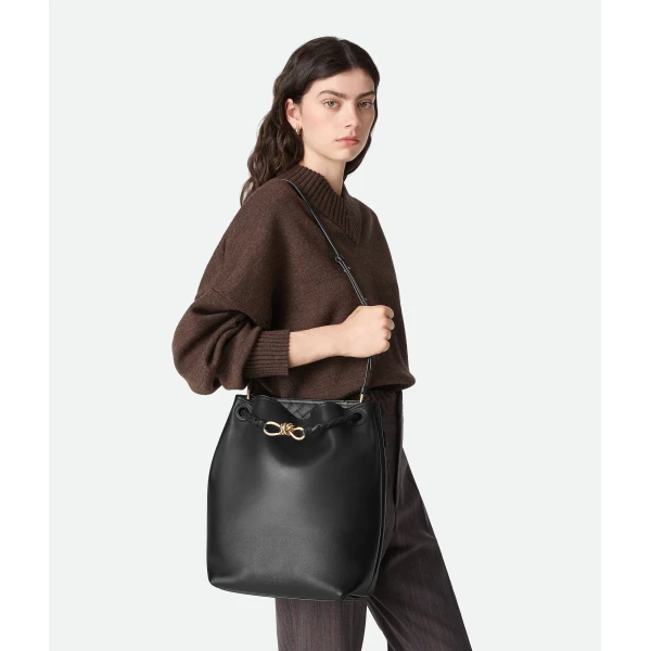 Khaite Women's Andiamo Bucket in Black - Black Bucket Bags - The Lotus Tote Bag - Shop at Luxury Shoes 