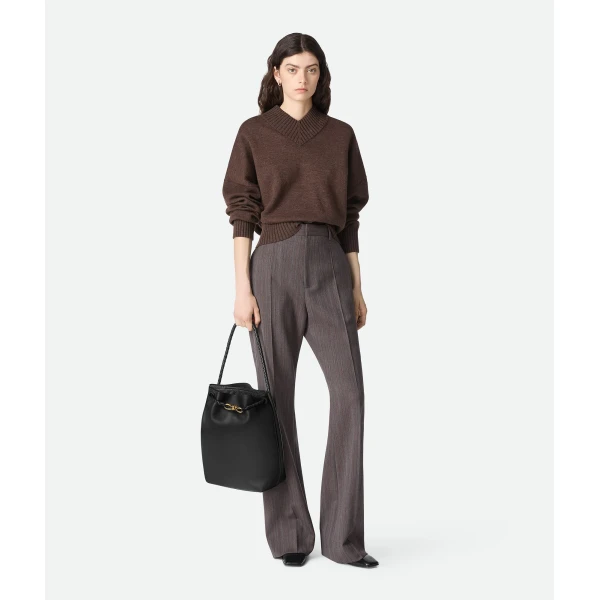 Khaite Women's Andiamo Bucket in Black - Black Bucket Bags - The Lotus Tote Bag - Shop at Luxury Shoes 