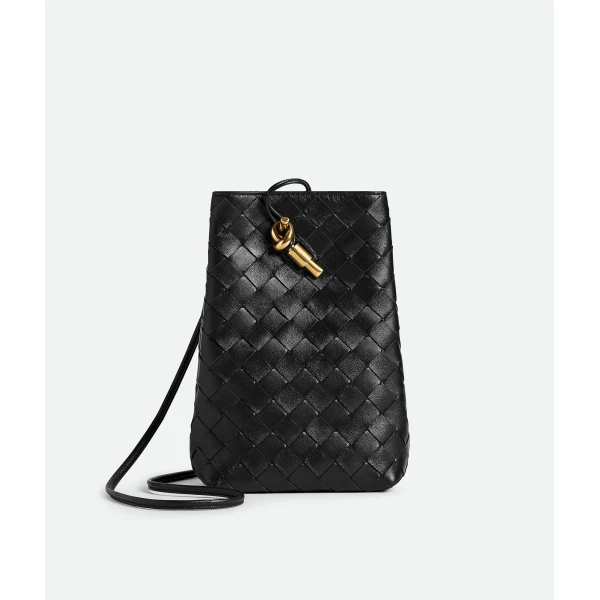Khaite Women's Andiamo Phone Pouch in Black - Black Mini Bags - The Lotus Tote Bag - Shop at Luxury Shoes 