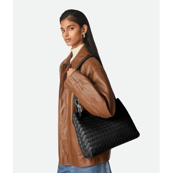Khaite Women's Andiamo in Black - Black Totes & Top-Handle Bags - The Lotus Tote Bag - Shop at Luxury Shoes 