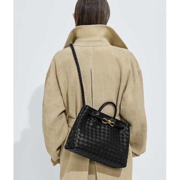 Khaite Women's Andiamo in Black - Black Totes & Top-Handle Bags - The Lotus Tote Bag - Shop at Luxury Shoes 