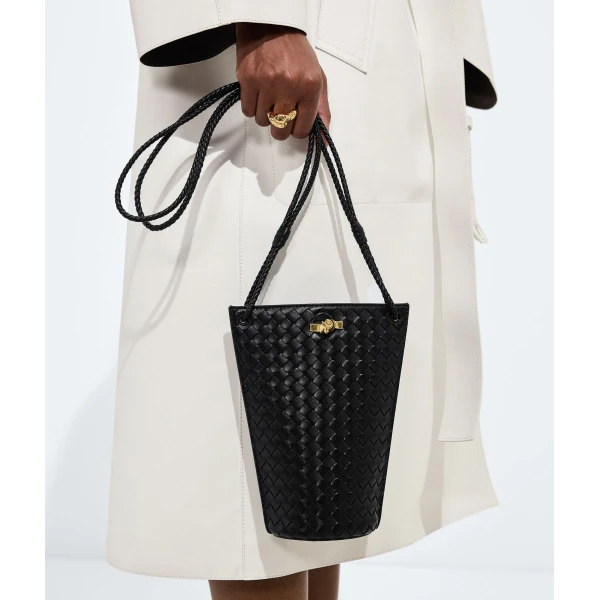 Khaite Women's Bacio Phone Bucket in Black - Black Bucket Bags - The Lotus Tote Bag - Shop at Luxury Shoes 