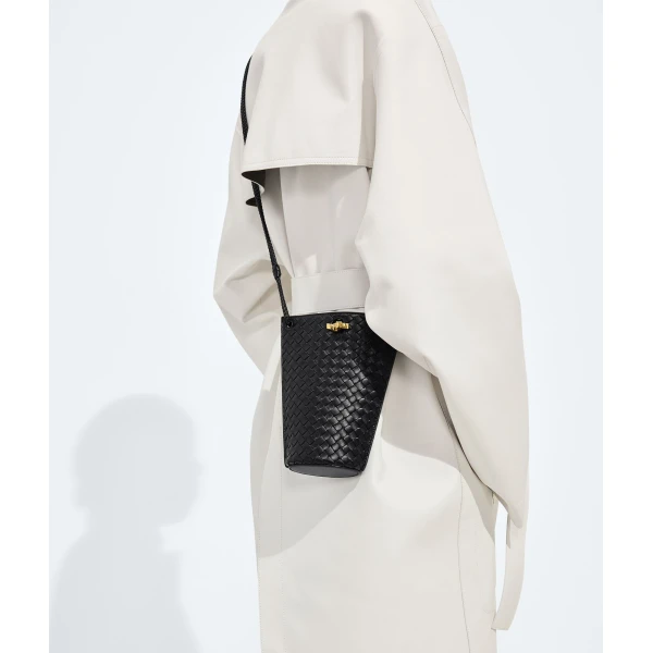 Khaite Women's Bacio Phone Bucket in Black - Black Bucket Bags - The Lotus Tote Bag - Shop at Luxury Shoes 