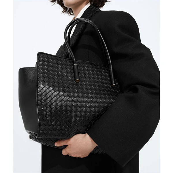 Khaite Women's Barbara Tote in Black - Black Totes & Top-Handle Bags - The Lotus Tote Bag - Shop at Luxury Shoes 
