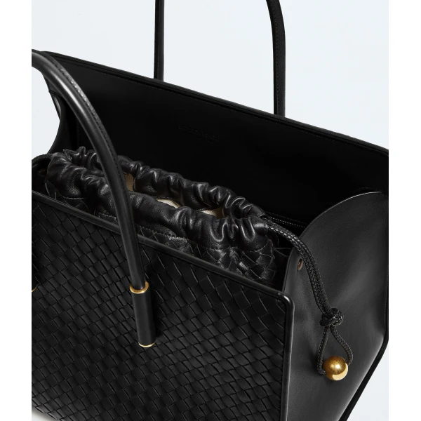 Khaite Women's Barbara Tote in Black - Black Totes & Top-Handle Bags - The Lotus Tote Bag - Shop at Luxury Shoes 