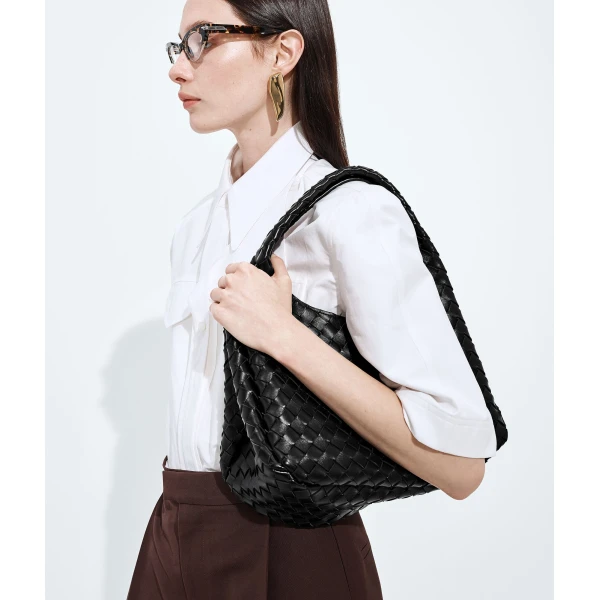 Khaite Women's Campana in Black - Black Shoulder & Crossbody Bags - The Lotus Tote Bag - Shop at Luxury Shoes 