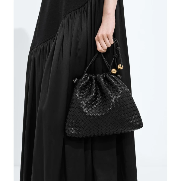 Khaite Women's Dustbag  in Black - Black Shoulder & Crossbody Bags - The Lotus Tote Bag - Shop at Luxury Shoes 