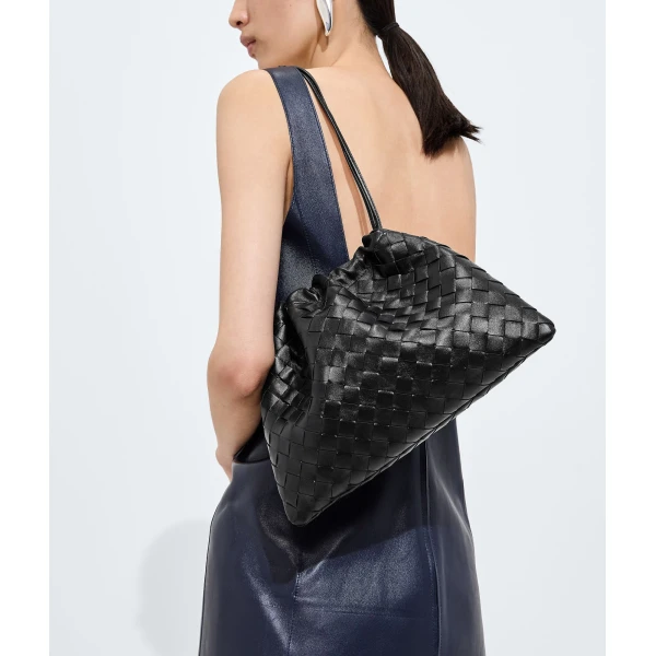 Khaite Women's Dustbag in Black - Black Shoulder & Crossbody Bags - The Lotus Tote Bag - Shop at Luxury Shoes 