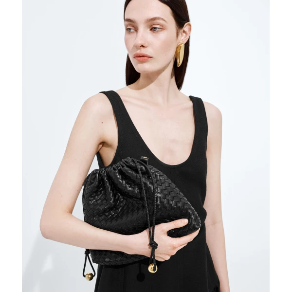 Khaite Women's Dustbag  in Black - Black Shoulder & Crossbody Bags - The Lotus Tote Bag - Shop at Luxury Shoes 