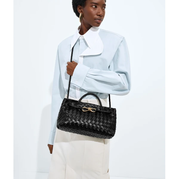 Khaite Women's East-West Andiamo in Black - Black Totes & Top-Handle Bags - The Lotus Tote Bag - Shop at Luxury Shoes 