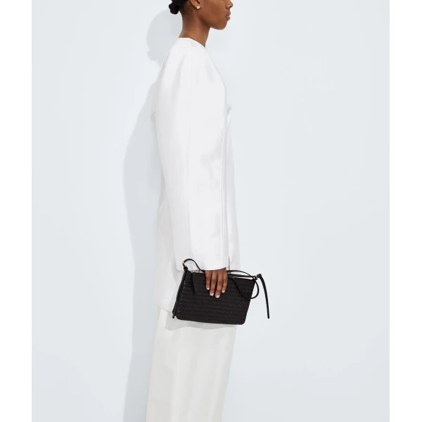 Khaite Women's Intrecciato Piccolo Medium Pouch in Black - Black Clutch Bags - The Lotus Tote Bag - Shop at Luxury Shoes 