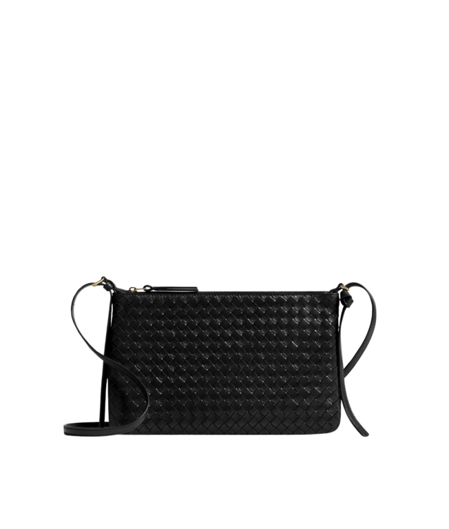 Khaite Women's Intrecciato Piccolo Medium Pouch in Black - Black Clutch Bags - The Lotus Tote Bag - Shop at Luxury Shoes 