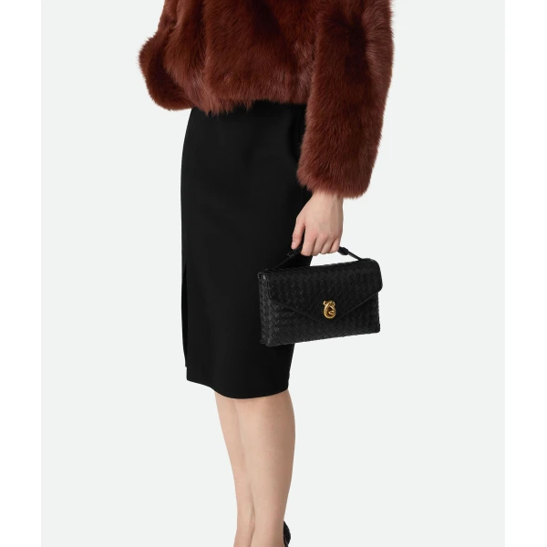 Khaite Women's Knot Lock in Black - Black Clutch Bags - The Lotus Tote Bag - Shop at Luxury Shoes 