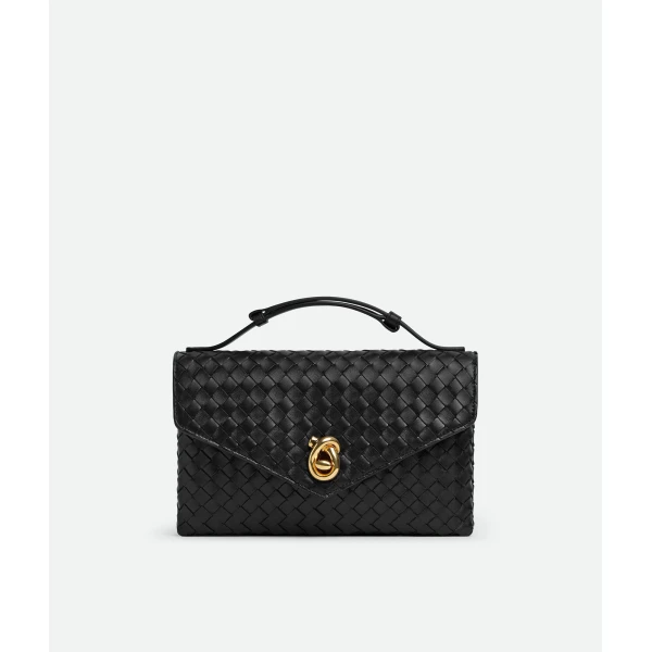 Khaite Women's Knot Lock in Black - Black Clutch Bags - The Lotus Tote Bag - Shop at Luxury Shoes 
