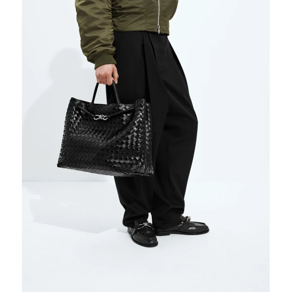 Khaite Women's Large Andiamo in Black - Black Totes & Top-Handle Bags - The Lotus Tote Bag - Shop at Luxury Shoes 