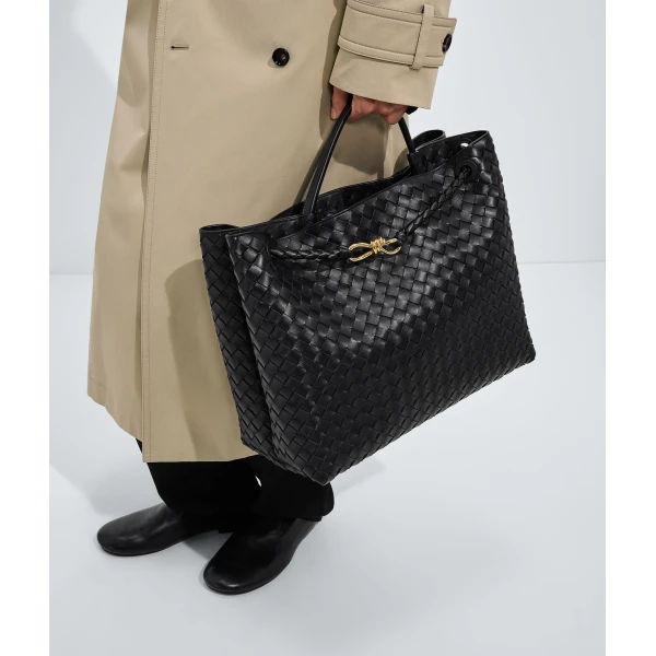 Khaite Women's Large Andiamo in Black - Black Totes & Top-Handle Bags - The Lotus Tote Bag - Shop at Luxury Shoes 