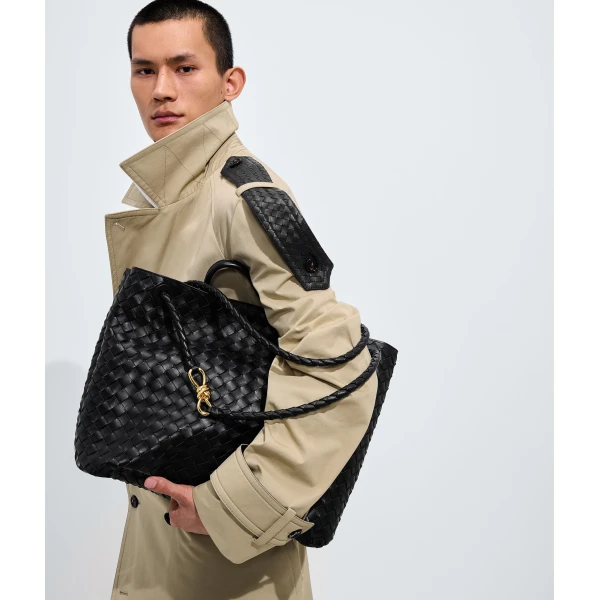 Khaite Women's Large Andiamo in Black - Black Totes & Top-Handle Bags - The Lotus Tote Bag - Shop at Luxury Shoes 