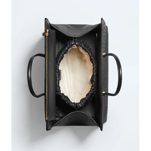 Khaite Women's Large Barbara Tote in Black - Black Totes & Top-Handle Bags - The Lotus Tote Bag - Shop at Luxury Shoes 