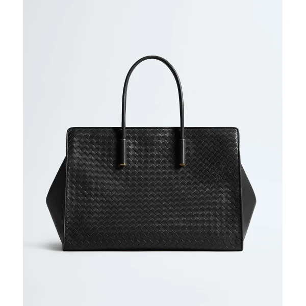 Khaite Women's Large Barbara Tote in Black - Black Totes & Top-Handle Bags - The Lotus Tote Bag - Shop at Luxury Shoes 