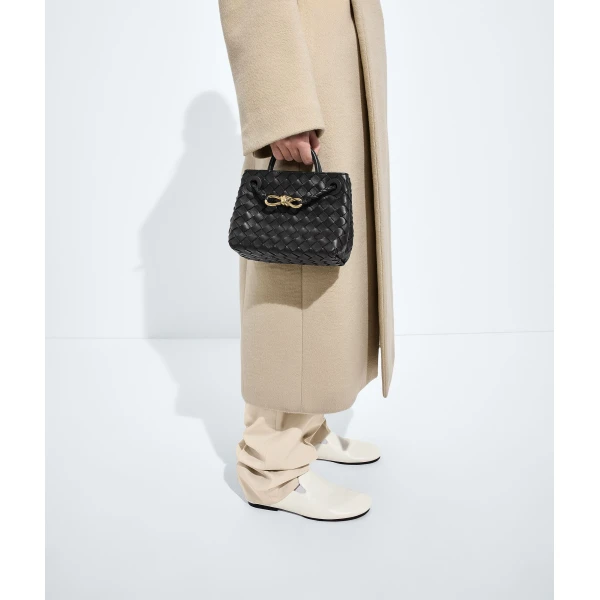 Khaite Women's Mini Andiamo in Black - Black Mini Bags - The Lotus Tote Bag - Shop at Luxury Shoes 