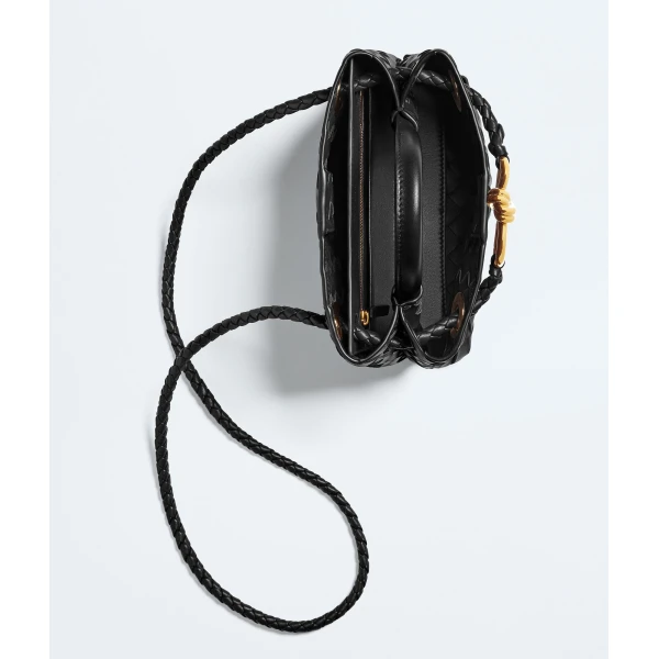 Khaite Women's Mini Andiamo in Black - Black Mini Bags - The Lotus Tote Bag - Shop at Luxury Shoes 
