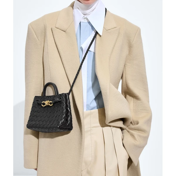 Khaite Women's Mini Andiamo in Black - Black Mini Bags - The Lotus Tote Bag - Shop at Luxury Shoes 