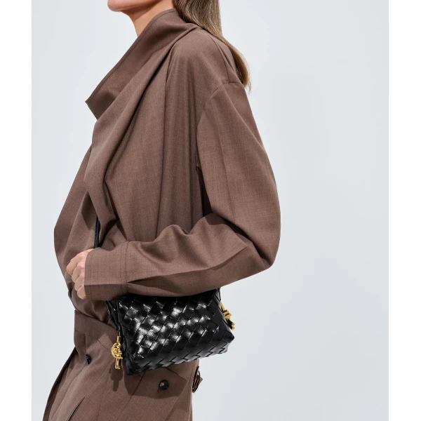 Khaite Women's Mini Loop Metal Knots in Black - Black Mini Bags - The Lotus Tote Bag - Shop at Luxury Shoes 