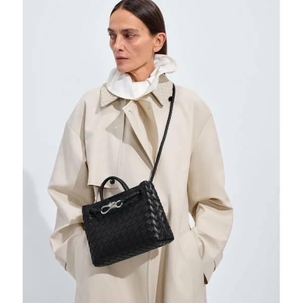 Khaite Women's Small Andiamo in Black - Black Totes & Top-Handle Bags - The Lotus Tote Bag - Shop at Luxury Shoes 