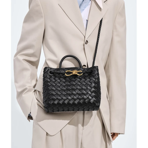Khaite Women's Small Andiamo in Black - Black Totes & Top-Handle Bags - The Lotus Tote Bag - Shop at Luxury Shoes 