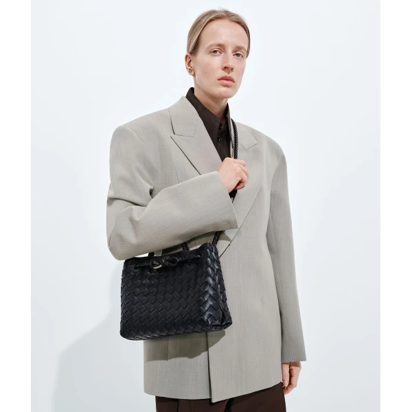 Khaite Women's Small Andiamo in Black - Black Totes & Top-Handle Bags - The Lotus Tote Bag - Shop at Luxury Shoes 