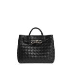 Khaite Women's Small Andiamo in Black - Black Totes & Top-Handle Bags - The Lotus Tote Bag - Shop at Luxury Shoes 